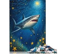 Rompecabezas de tiburón Estrellado, Rompecabezas Rectangular de Papel Entrelazado preciso para Adultos y niños, 1000 Piezas (75 x 50 cm)