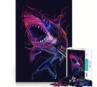 Rompecabezas de tiburón neón de 1000 Piezas para Adultos Regalo Ideal para ejercitar la Mente Juguete para Relajarse Arte para armar Regalo Memorable 50x75cm