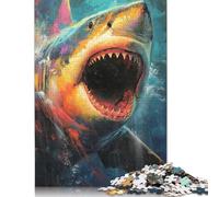 Rompecabezas de tiburón para Pintar, desafiante y Estimulante, de cartón 100% Reciclado, Ideal para Adultos y Adolescentes, Regalo de cumpleaños, 1000 Piezas (75 x 50 cm)