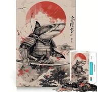 Rompecabezas de tiburón samurái de 1000 Piezas para Adolescentes Juguete de razonamiento y Habilidad Divertido y Relajante Corte preciso Regalo Ideal (38x52cm)