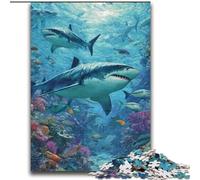 Rompecabezas de tiburón Submarino de 2000 Piezas para Adolescentes, Regalo para Mayores de 14 años, Juego de decoración de Pared, cumpleaños y Navidad (70x100cm)