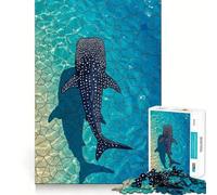 Rompecabezas de Tiburones Ballena con vidrieras 1000 Piezas Juego Divertido sin Rebabas Piezas de Corte Limpio portátil Ideal para Viajes (38x26cm)