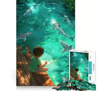 Rompecabezas de Tiburones Estilo Anime para Adolescentes, 1000 Piezas, Rompecabezas Mental, Divertido y Relajante, Arte para armar, un Regalo Encantador 38x26cm