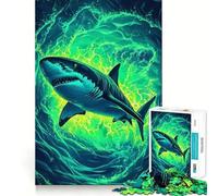 Rompecabezas de Tiburones Que Brillan en la Oscuridad para Adolescentes, 1000 Piezas, Juguete para ejercitar la Mente, Actividad para el hogar, decoración de Pared con Corte de precisión 50x75cm