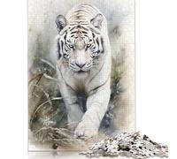 Rompecabezas de Tigre Blanco de Acuarela, Juguete Relajante, Rompecabezas de cartón Premium para Adultos y niños, 1000 Piezas (26 x 38 cm)