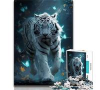Rompecabezas de Tigre Blanco y Mariposa de 1000 Piezas para Adultos Un Juego desafiante y Familiar Toda la Familia (38x26cm)