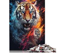 Rompecabezas de Tigre Colorido con Grafiti Callejero, Divertido Rompecabezas Rectangular de Papel para niños y Adultos a Partir de 12 años, Regalo de cumpleaños, 1000 Piezas (38 x 26 cm)