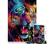 Rompecabezas de Tigre Colorido para Adolescentes, 1000 Piezas, para estimular la Memoria, Relajarse, Bordes precisos, Regalo increíble 38x52cm