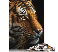 Rompecabezas de Tigre con Cara, Juego desafiante para Toda la Familia, 100% cartón Reciclado, cumpleaños de niños y Adultos, 1000 Piezas (75 x 50 cm)
