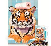 Rompecabezas de Tigre con Papel higiénico en la Cabeza para Adolescentes, 1000 Piezas, fortalece la Memoria, sin estrés, Bordes Lisos, 50x75cm