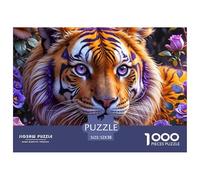 Rompecabezas de Tigre de 1000 Piezas para Adultos, Animales Salvajes y feroces, Juego Educativo, decoración, Regalo de cumpleaños difícil y desafiante, 52 x 38 cm (1000 Piezas)