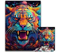 Rompecabezas de Tigre de Arte Colorido, 1000 Piezas para Adultos, Rompecabezas de cartón, decoración del hogar y la diversión navideña, 26x38cm/10,23x14,96 Pulgadas