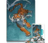Rompecabezas de Tigre de Estilo japonés de 1000 Piezas para Adultos, Juego Familiar antiestrés, desafío difícil, Regalo de Amigo Secreto 38x26cm
