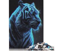 Rompecabezas de Tigre de neón, Tablero de Papel Rectangular, Rompecabezas de Papel para Adultos y niños, 1000 Piezas (75 x 50 cm)