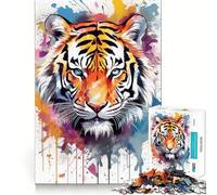 Rompecabezas de Tigre en Acuarela para Adolescentes 1000 Piezas Mejora la Capacidad Mental Juego tamaño Uniforme Piezas precisas Actividad Nocturna Divertida en Familia (38x26cm)