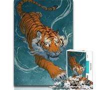 Rompecabezas de Tigre Estilo japonés para Adolescentes, Juguetes de Entretenimiento Familiar, Juego Educativo para cumpleaños y Navidad para Mayores de 14 años, 38x26cm
