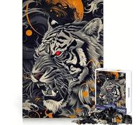 Rompecabezas de Tigre Furioso con Ojos Rojos para Adolescentes, 1000 Piezas, Mejora la Memoria, Escapada Relajante, Ajuste (38x26cm)