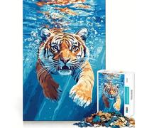 Rompecabezas de Tigre Nadando bajo el Agua de 1000 Piezas para Adolescentes, para desarrollar la Memoria, para Jugar en Interiores, con Corte Fino, para Elegir el Deseo de Papá Noel 50x75cm