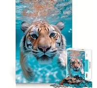 Rompecabezas de Tigre Nadando bajo el Agua para Adultos, 1000 Piezas, Juego Inteligente para aliviar el estrés, patrón de Montaje, Regalo conmovedor 50x75cm