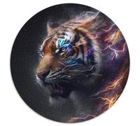 Rompecabezas de Tigre para Adultos, 1000 Piezas, Redondo, 67,5 x 67,5 cm. Ideal para Adolescentes y decoración del hogar.