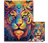 Rompecabezas de Tigre psicodélico de 1000 Piezas, Rompecabezas difícil para Adultos y Adolescentes, Noche de Juegos en Familia, Idea de Regalo para estimular el Cerebro, 26x38cm/10,23x14,96 Pulgadas