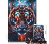 Rompecabezas de Tigre Ritual Antiguo de 1000 Piezas para Adolescentes Desarrolla Habilidades y entretiene en el Tiempo Libre Bordes nítidos Regalo Ideal para Las Fiestas (38x52cm)