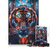 Rompecabezas de Tigre Ritual Antiguo de 1000 Piezas para Adolescentes Entrenamiento Mental Fácil de divertir Corte Uniforme Elegante (38x26cm)