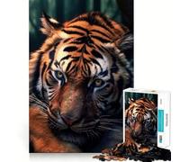 Rompecabezas de Tigre Salvaje Tumbado en el Bosque,1000 Piezas para Adultos Divertido Juego de Memoria Artesanía de Corte experta Actividad Relajante para Grupos en Interiores (38x26cm)