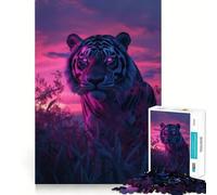 Rompecabezas de Tigre sobre Atardecer estético para Adolescentes, 1000 Piezas, Juguete para desarrollar la Mente, diseño Sencillo y Divertido, Regalo Memorable 50x75cm