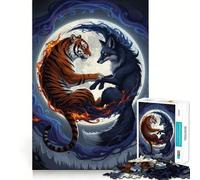 Rompecabezas de Tigre Zorro Yin Yang de 1000 Piezas para Adultos Juguete de razonamiento y Habilidad Relajante y Tranquilo Corte preciso Regalo conmovedor 38x26cm