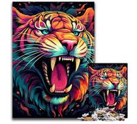 Rompecabezas de Tigres de Colores, 1000 Piezas, para Adultos. Ideal para reuniones Familiares, cumpleaños y festividades. 26x38cm/10,23x14,96 Pulgadas.