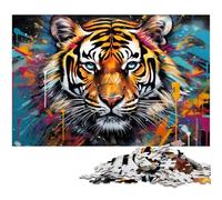 Rompecabezas de Tigres de Colores para Adultos, 1000 Piezas, Ideal para diversión Familiar, relajación y Regalos navideños, 26 x 38 cm / 10,23 x 14,96 Pulgadas.
