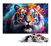 Rompecabezas de Tigres de Colores para Adultos, 1000 Piezas, Ideal para diversión Familiar, relajación y Regalos navideños, 26 x 38 cm / 10,23 x 14,96 Pulgadas.