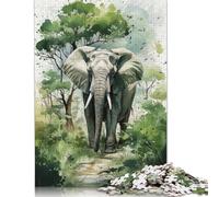 Rompecabezas de Tinta de Elefante Safari, desafío difícil, 100% cartón Reciclado, Ideal para Mujeres y Hombres, Regalo para el Día de la Madre, 1000 Piezas (75 x 50 cm)