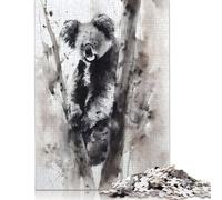 Rompecabezas de Tinta de Koala en un árbol. Materiales respetuosos con el Medio Ambiente. Rompecabezas de cartón 100% Reciclado Mujeres y Hombres. 1000 Piezas (26 x 38 cm).