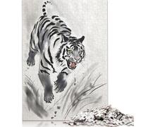 Rompecabezas de Tinta de Tigre de Nieve, Rompecabezas Rectangular de Papel Entrelazado preciso para Adultos y niños, 1000 Piezas (75 x 50 cm)