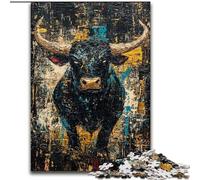Rompecabezas de Toro Dorado Negro para Adultos, 1000 Piezas, Apto para Mayores de 14 años Juguete Decorativo para Pared, cumpleaños (26x38cm)
