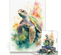 Rompecabezas de Tortuga en Acuarela de 1000 Piezas para Adolescentes desafío Mental, diversión Tranquila, Ajuste, Sorpresa de cumpleaños (38x52cm)
