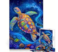 Rompecabezas de Tortuga en Acuarela de 1000 Piezas para Adultos Estimula la Mente, Agilidad, relajación, Ocio, conexión Segura y cálida (38x52cm)