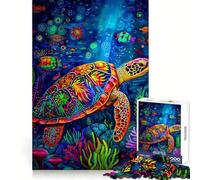 Rompecabezas de Tortuga en Acuarela de 1000 Piezas para Adultos Estimula la Mente, Agilidad, relajación, Ocio, conexión Segura y cálida (38x52cm)