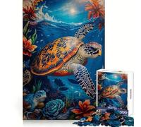 Rompecabezas de Tortuga en Acuarela para Adultos, 1000 Piezas, Ejercicio Inteligente, recreación Tranquila, Bordes precisos, Elegante (50x75cm)
