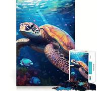 Rompecabezas de Tortuga Marina de 1000 Piezas para Adultos, para ejercitar la Mente y aliviar el estrés Decoración de Pared con Bordes precisos (38x52cm)