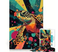 Rompecabezas de Tortuga Marina Estilo Pop Art de 1000 Piezas para Adultos Regalo Ideal para desarrollar la lógica Juguete para Disfrutar de un Corte preciso y Elegante (38x52cm)