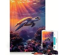 Rompecabezas de Tortuga Marina Nadando sobre un Arrecife de Coral Soleado para Adultos, 1000 Piezas, lógica Clara, Juguete, Tiempo Libre, Corte Perfecto, Regalo Creativo (38x52cm)