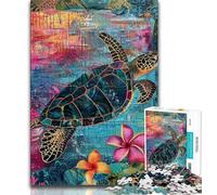 Rompecabezas de Tortuga psicodélica para Adolescentes 1000 Piezas para Adultos Juego desafiante y Familiar interacción Entre Padres e Hijos 75x50cm