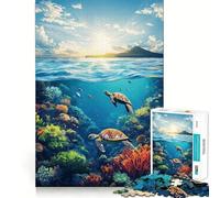 Rompecabezas de Tortugas Marinas y arrecifes de Coral de 1000 Piezas para Adultos Juguete Inteligente para el hogar Bordes Lisos Artículo de colección (50x75cm)