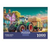 Rompecabezas de tractor de 1000 piezas, estilo rural de granja, rompecabezas familiar, divertido para aprender, 100% cartón reciclado para adultos y a partir de 14 años, 70 x 50 cm/1000 piezas