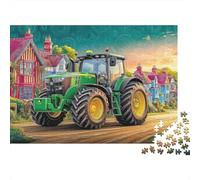 Rompecabezas de Tractor en Camino del Pueblo 1000 Piezas para Adultos: Arte de Escena de Granja Rural Imposible Difícil Duro y Educativo Descompresión 52x38cm/1000pzs
