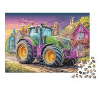 Rompecabezas de Tractor en un Pueblo,Escena Rural Colorida,1000 Piezas,cartón Libre de Polvo,para Adultos Mayores,hogares de Ancianos,familias,Principiantes,Rompecabezas de 38 x 26 cm/1000 Piezas