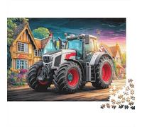 Rompecabezas de Tractor en un Pueblo,Estilo Granja Rural,1000 Piezas,cartón Premium,antiestrés,Arte enmarcable,Regalo navideño para entusiastas,Adultos,Parejas,38 x 26 cm/1000 Piezas